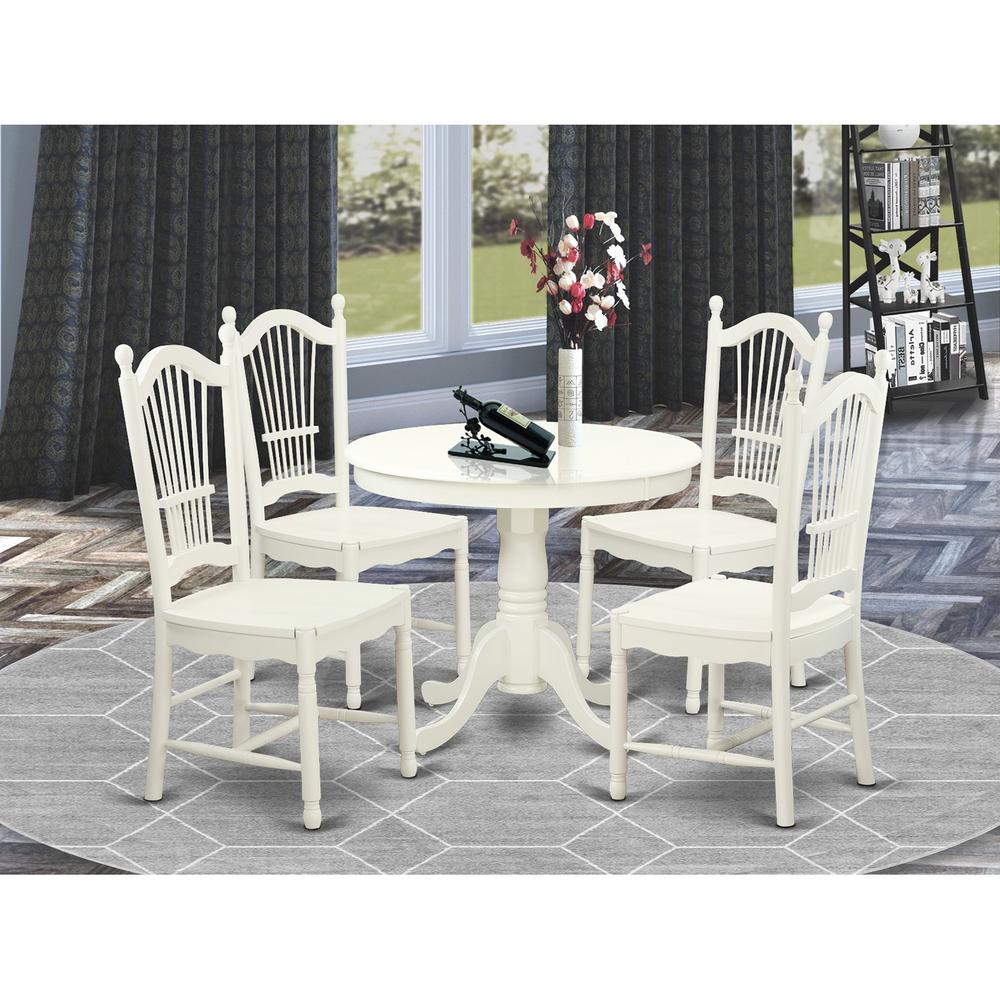 5  Pc  set  with  a  Round  Small  Table  and  4  Wood  Dinette  Chairss.. Picture 1