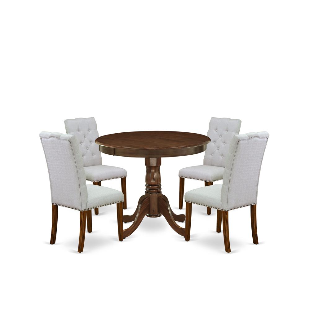 5 Pc Dining Set Includes a Round Dining Table and 4 Parson Chairs. Picture 6