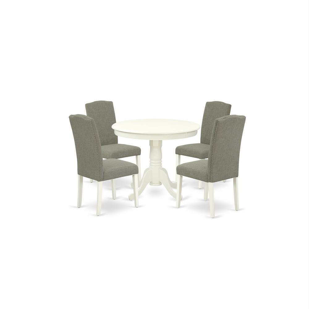 Dining Room Set Linen White, ANEN5-LWH-06. Picture 1