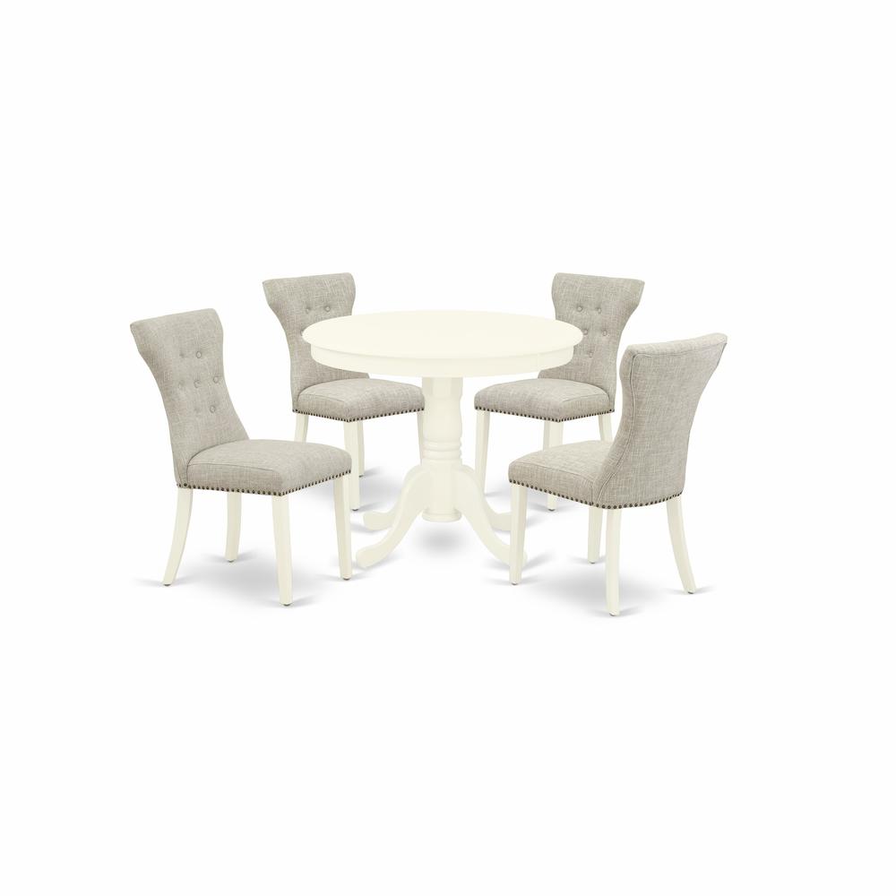 Dining Room Set Linen White, ANGA5-LWH-35. Picture 1