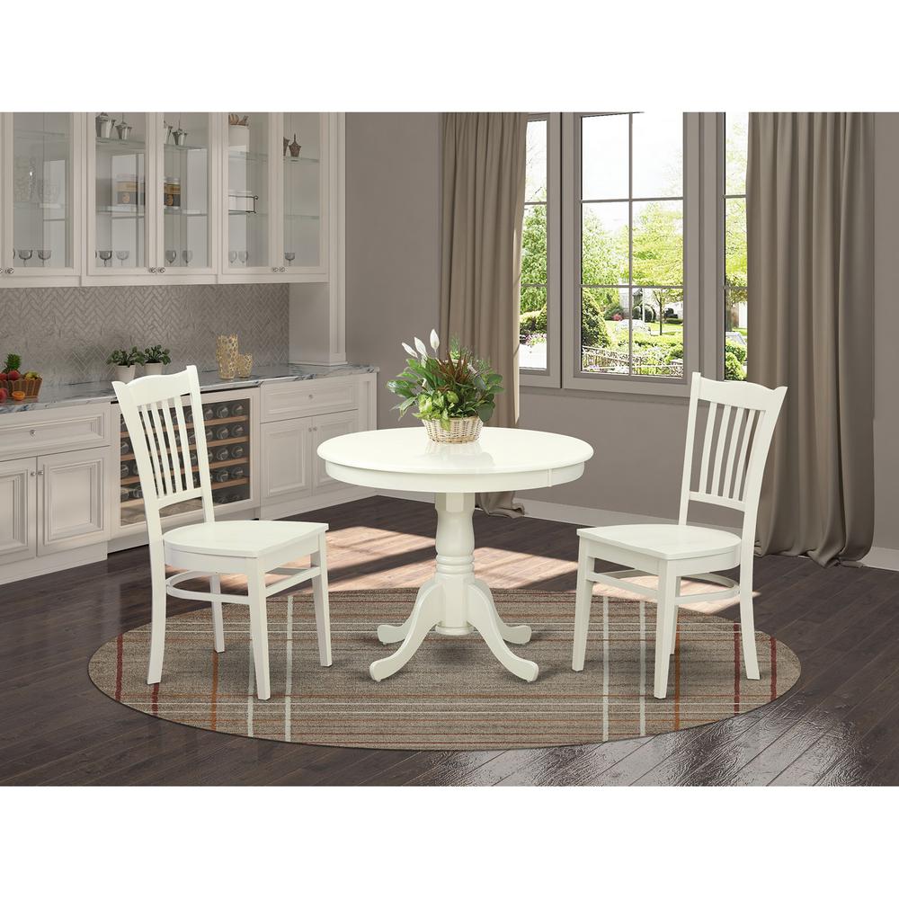 3  Pc  set  with  a  Table  and  2  Wood  Dinette  Chairs  in  Linen  White.. Picture 1
