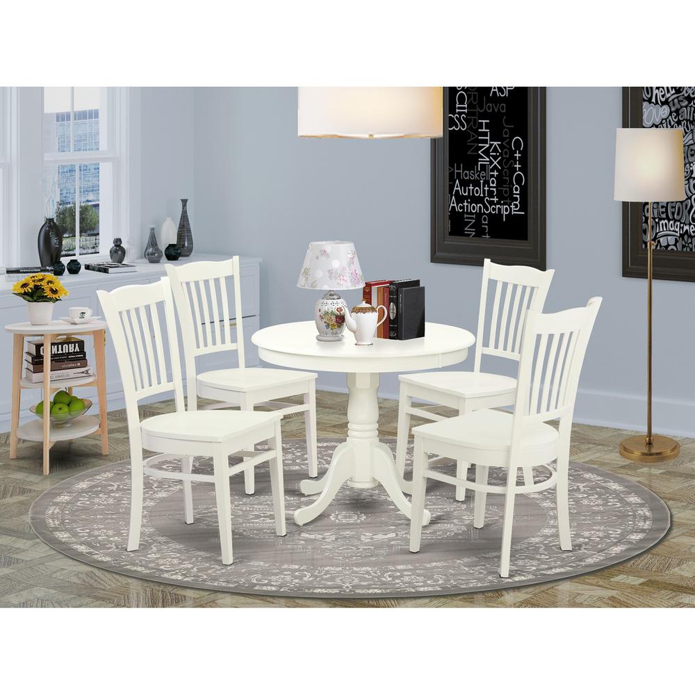 5  Pc  set  with  a  Kitchen  Table  and  4  Wood  Kitchen  Chairs  in  Linen  White.. Picture 1