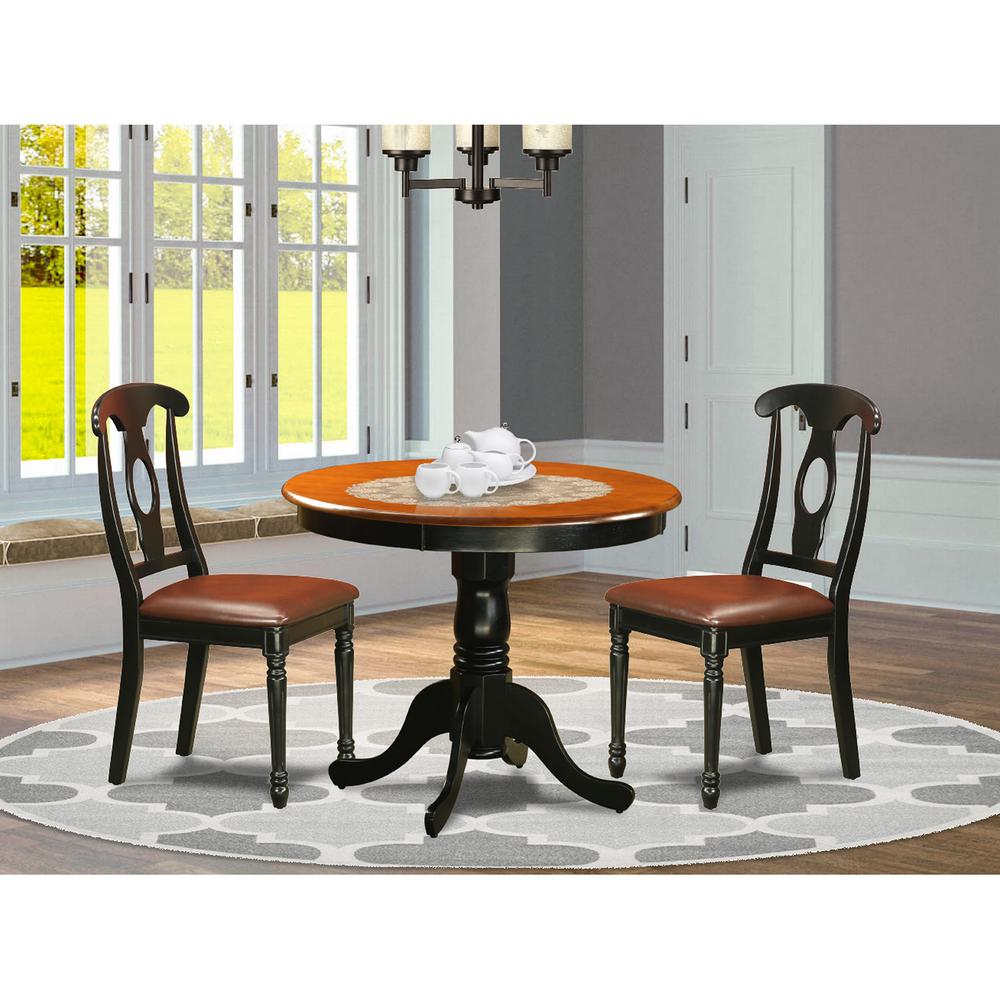 Black  3  Pc  Dining  room  setwith  2  Leather  Chairs. Picture 1