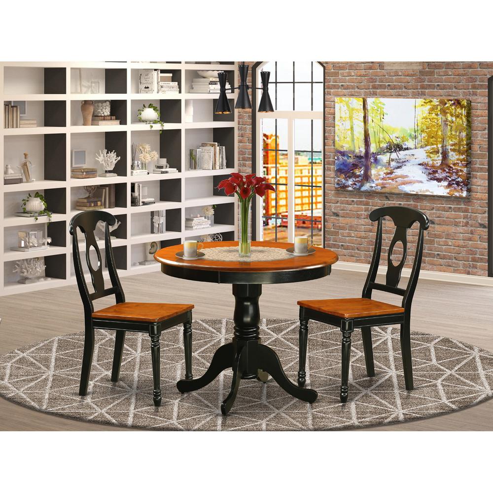 Black  3  Pc  Dining  room  setwith  2  Wood  Chairs. The main picture.