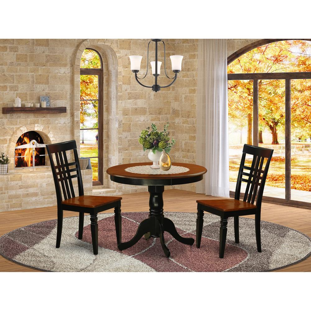 3  Pc  Kitchen  Table  set  with  a  Table  and  2  Dining  Chairs  in  Black  and  Cherry. Picture 1