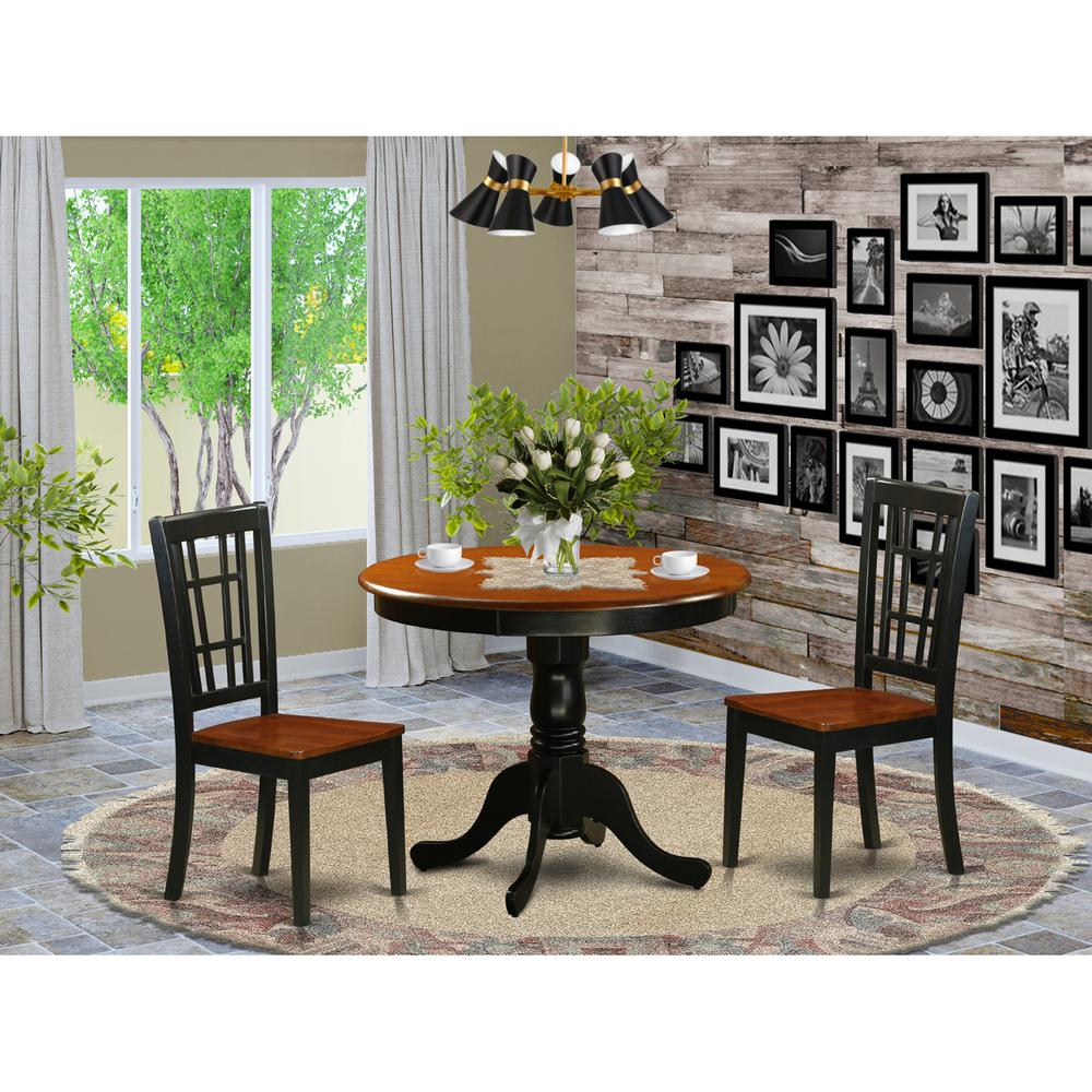 3  PC  Dining  Table  with  2  Wood  Chairs  in  Black  and  Cherry. Picture 1