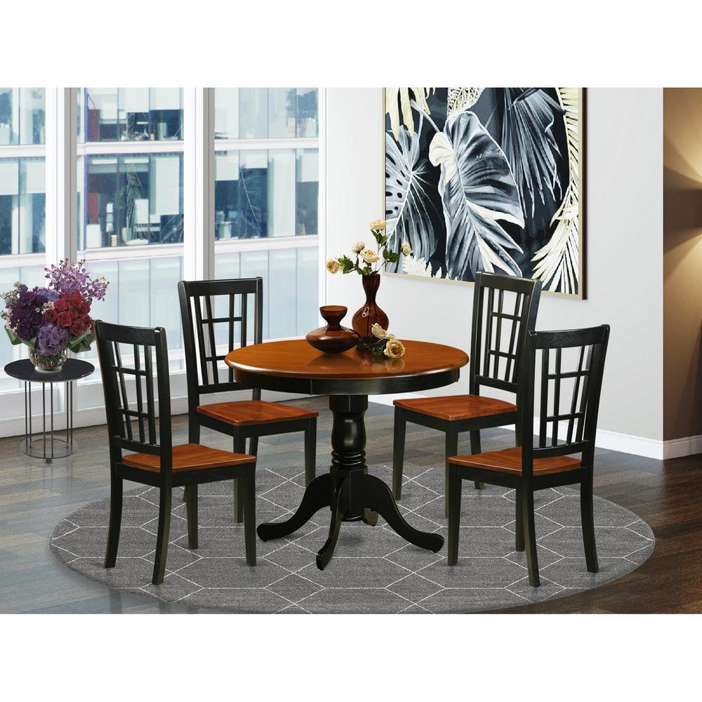5  Pc  Dining  Table  with  4  Wood  Chairs  in  Black  and  Cherry. Picture 1