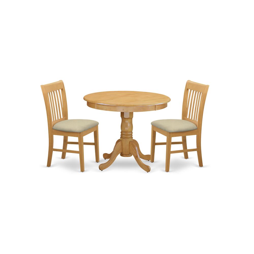 ANNO3-OAK-C 3 Pc Table and chair set - Kitchen Table and 2 Dining Chairs. Picture 1