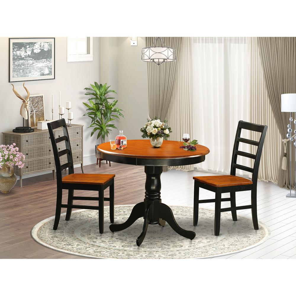 Dining  furniture  set  -  3  Pcs  with  2  Wooden  Chairs  in  Black  and  Cherry. Picture 1