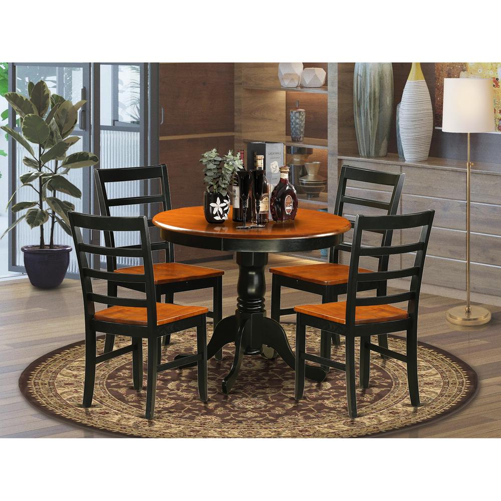 Dining  furniture  set  -  5  Pcs  with  4  Wooden  Chairs  in  Black. Picture 1