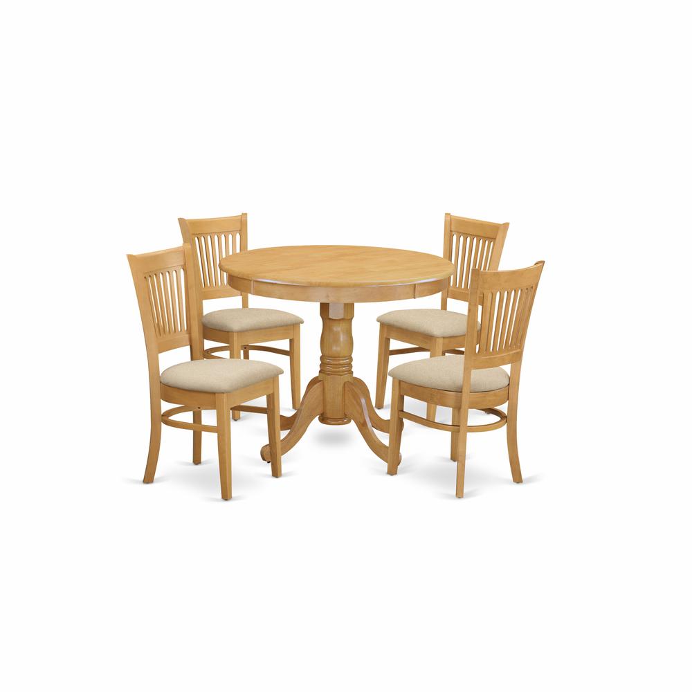 ANVA5-OAK-C 5 PC Dining room set - Dining Table and 4 Dining Chairs. Picture 1