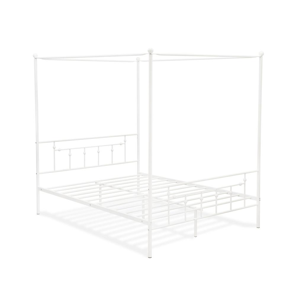 ATQCWHI Anniston Queen Bed with Luxurious Style Headboard and Footboard - Canopy Metal Frame in Powder Coating White. Picture 4