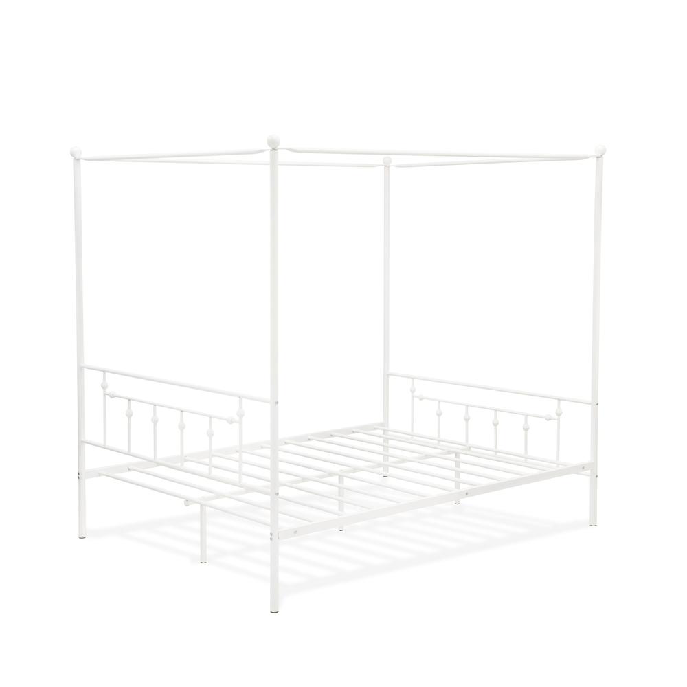 ATQCWHI Anniston Queen Bed with Luxurious Style Headboard and Footboard - Canopy Metal Frame in Powder Coating White. Picture 5