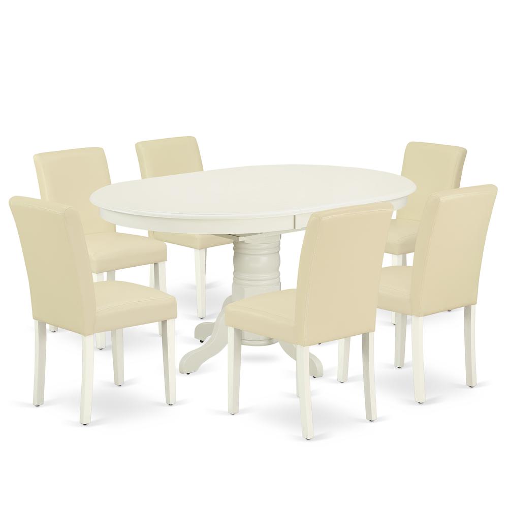 Dining Room Set Linen White, AVAB7-LWH-64. Picture 1