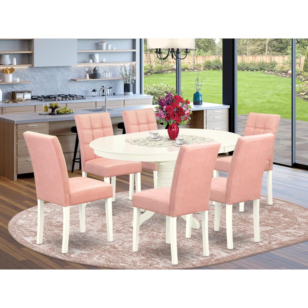 7 Piece Dinner Table Set consists A Modern Dining Table. Picture 1