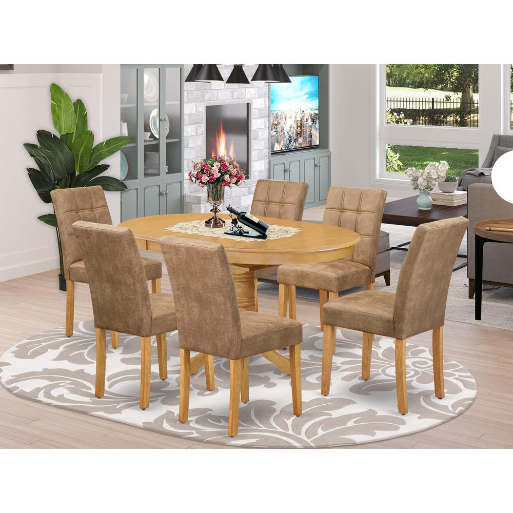 7 Piece Kitchen Dining Table Set consists A Wood Table. Picture 1