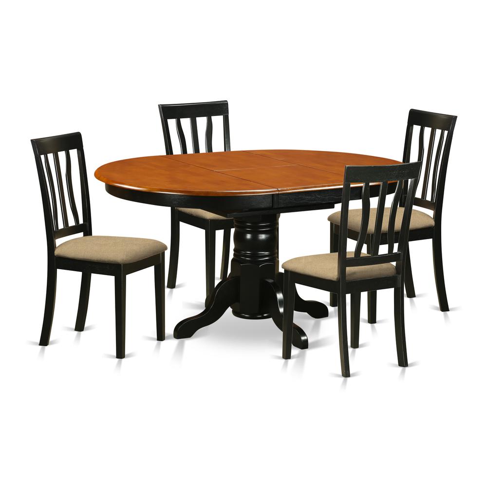 AVAT5-BLK-C 5 Pc Dining room set with 4 cusion chairs. Picture 1
