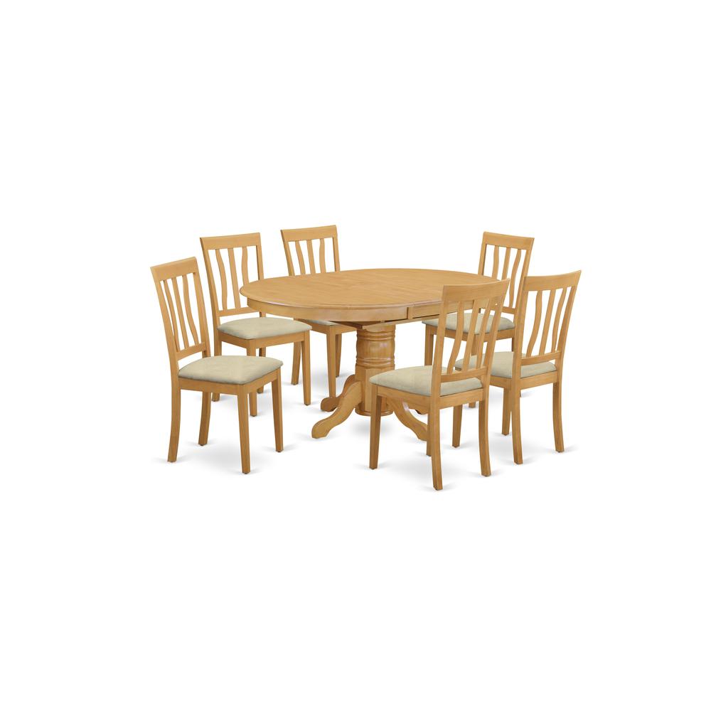 AVAT7-OAK-C 7 Pc Dinette Table set - Kitchen dinette Table and 6 Dining Chairs. The main picture.