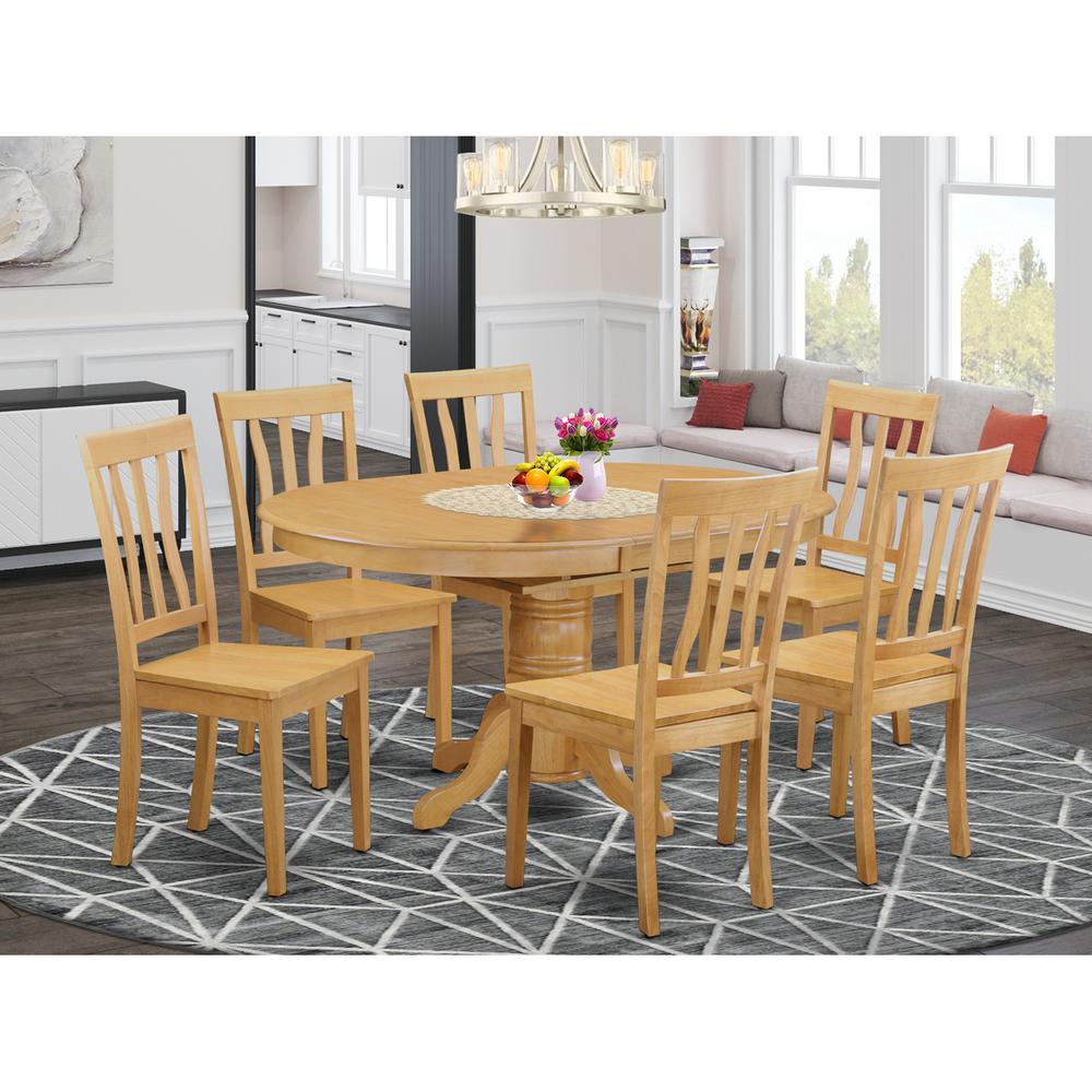 7  PC  Dining  room  set-Oval  Dining  with  Leaf  and  6  Dining  Chairs. Picture 1