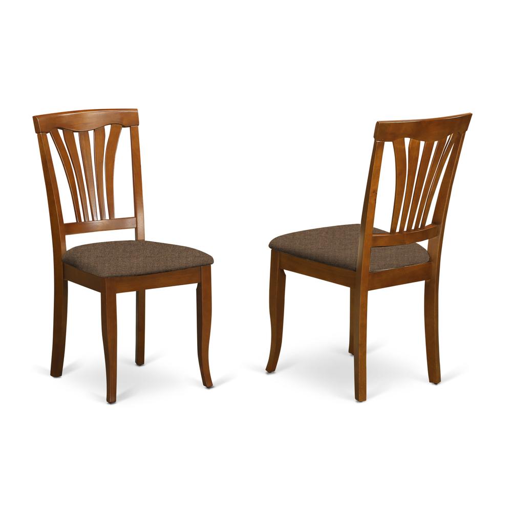 Avon  Chair  for  dining  room  with  Microfiber  Upholstered  Seat  -  Saddle  Brow  Finish,  Set  of  2. Picture 1