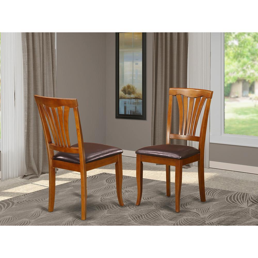 Avon  kitchen  dining  Chair  with  Faux  Leather  Seat  -  Saddle  Brow  Finish,  Set  of  2. Picture 1
