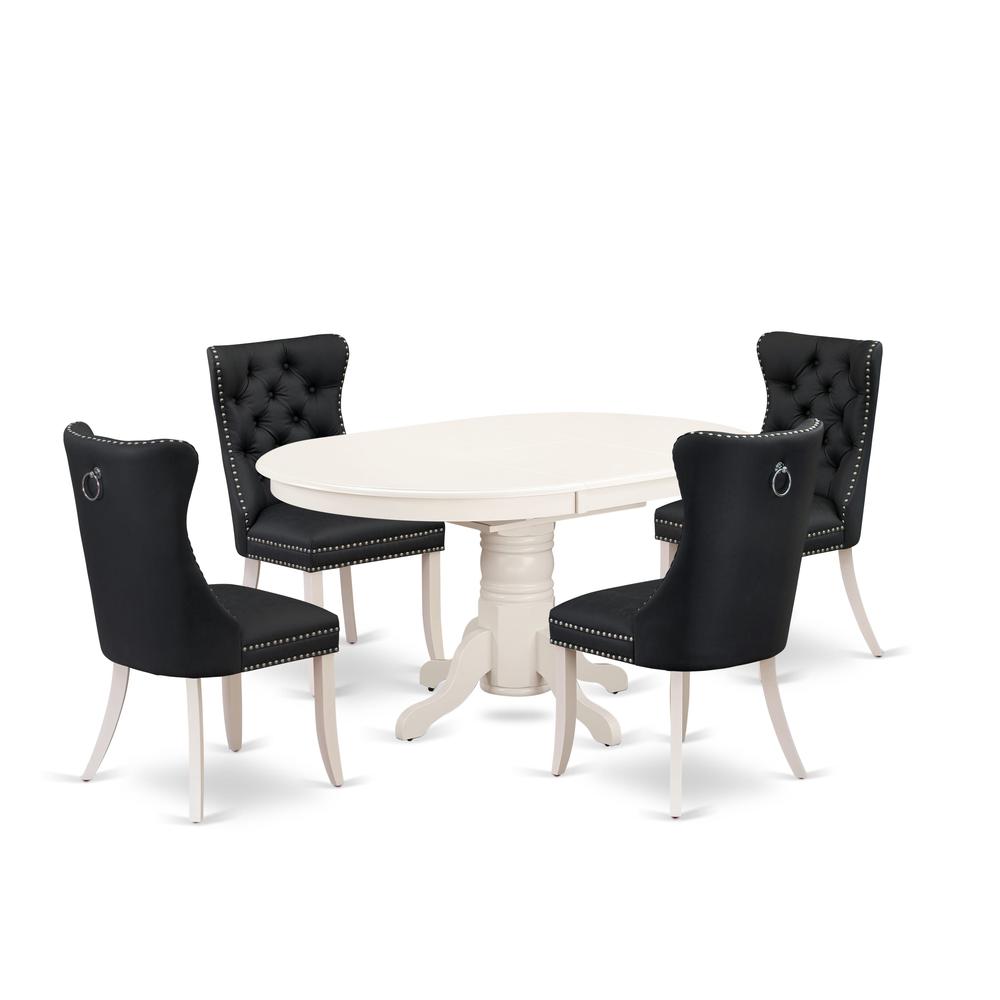 5 Piece Dining Set Consists of an Oval Dining Table with Butterfly Leaf. Picture 6
