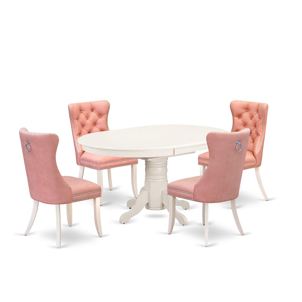 5 Piece Dining Table Set Contains an Oval Kitchen Table with Butterfly Leaf. Picture 6