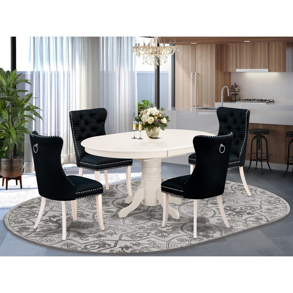 5 Piece Kitchen Table Set Consists of an Oval Dining Table with Butterfly Leaf. Picture 1