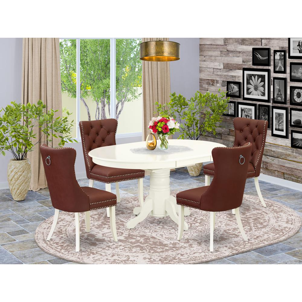 5 Piece Dining Room Furniture Set Consists of an Oval Dining Table. Picture 1