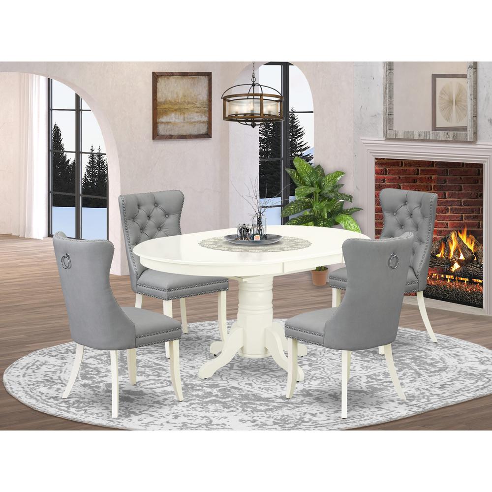 5 Piece Dining Set Contains an Oval Kitchen Table with Butterfly Leaf. Picture 1