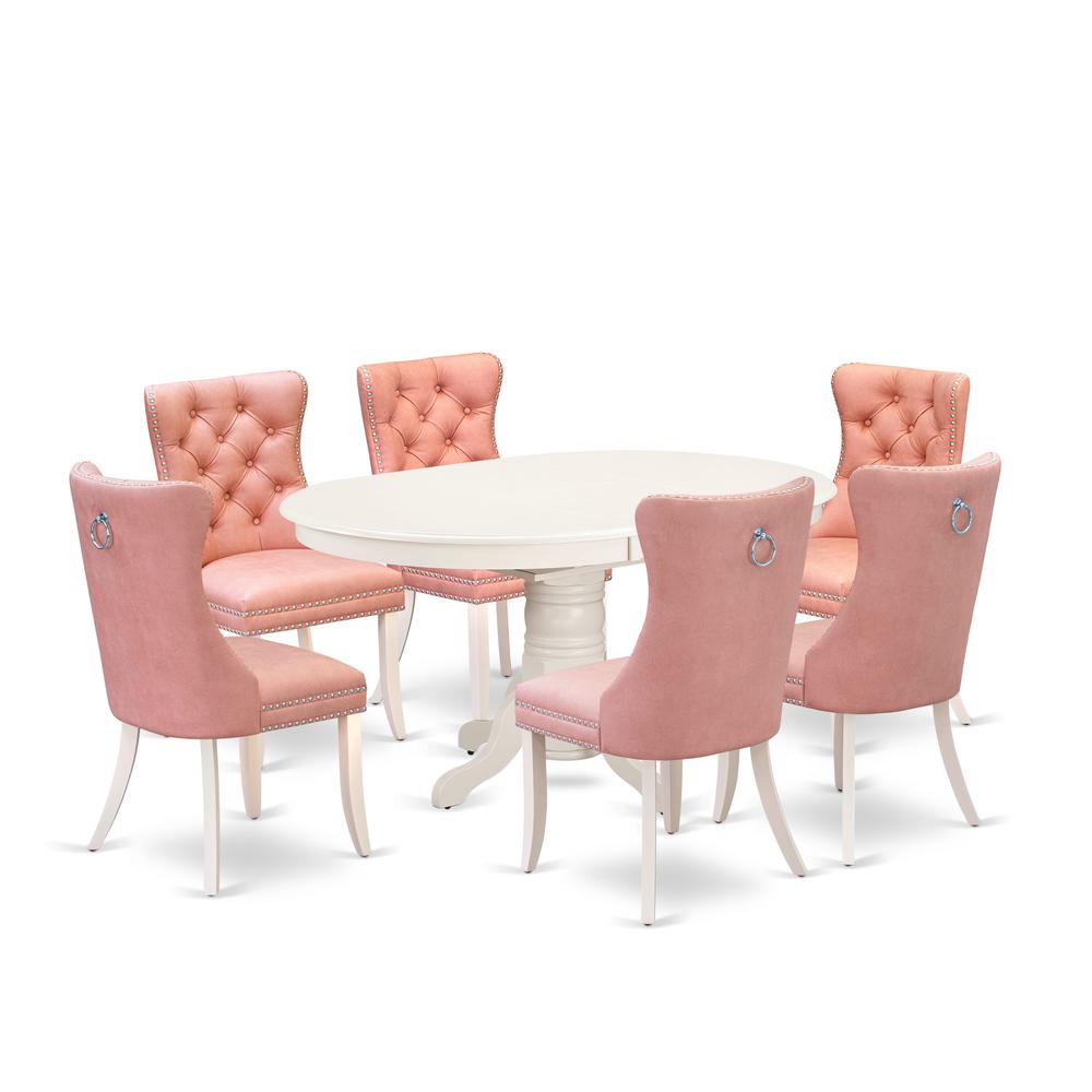 7 Piece Dining Set Consists of an Oval Dining Table with Butterfly Leaf. Picture 6