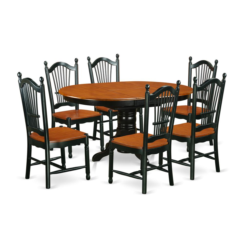 Dining Room Set Black & Cherry, AVDO7-BCH-W. Picture 1