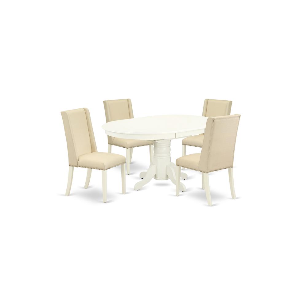 Dining Room Set Linen White, AVFL5-LWH-01. Picture 1