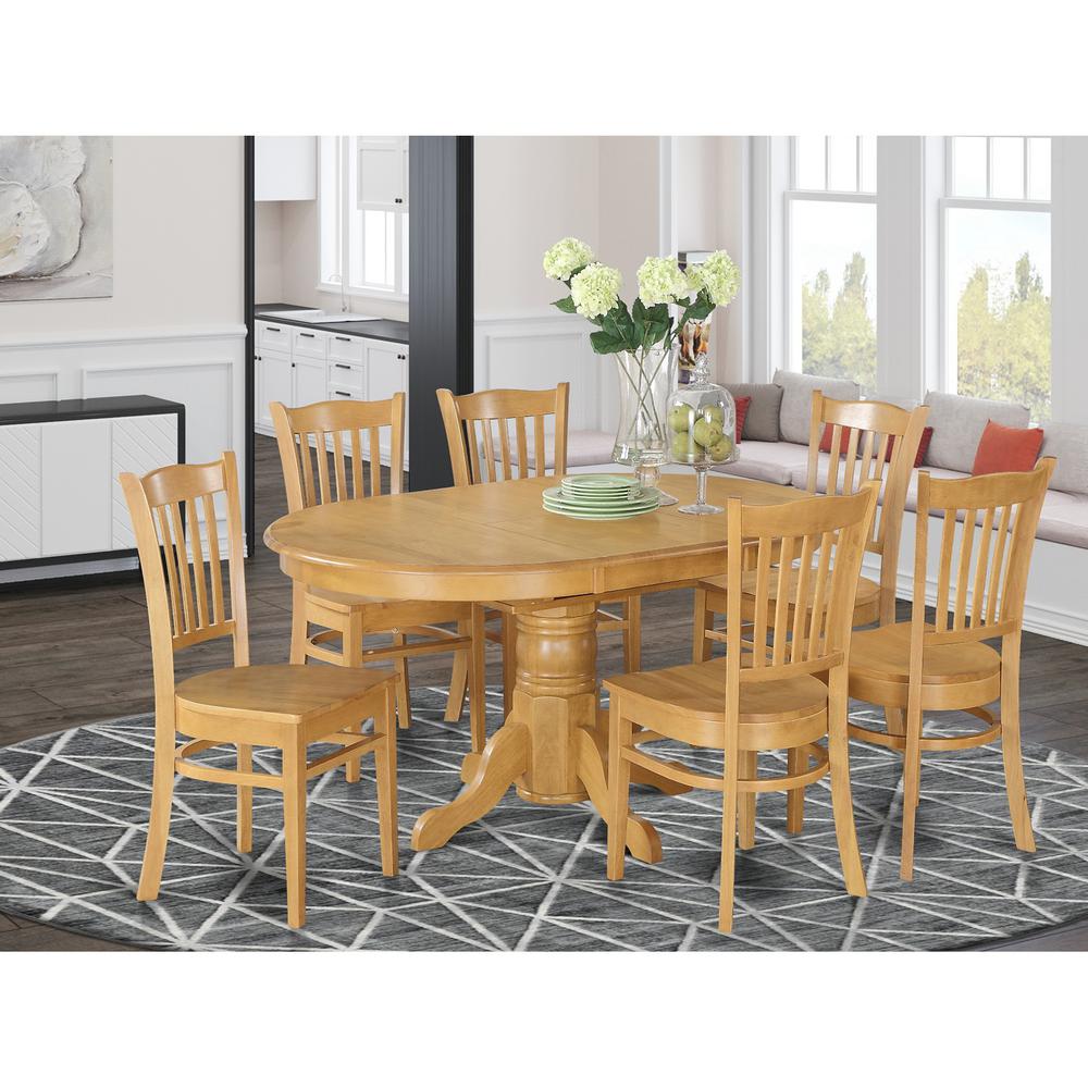7  Pc  formal  Dining  room  set-  Oval  dinette  Table  with  Leaf  and  6  Dining  Chairs.. Picture 1