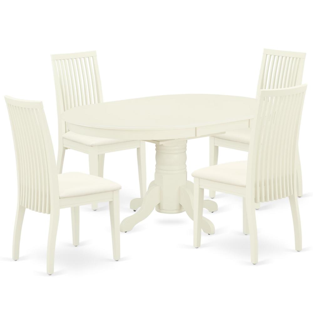 Dining Room Set Linen White, AVIP5-LWH-C. Picture 1