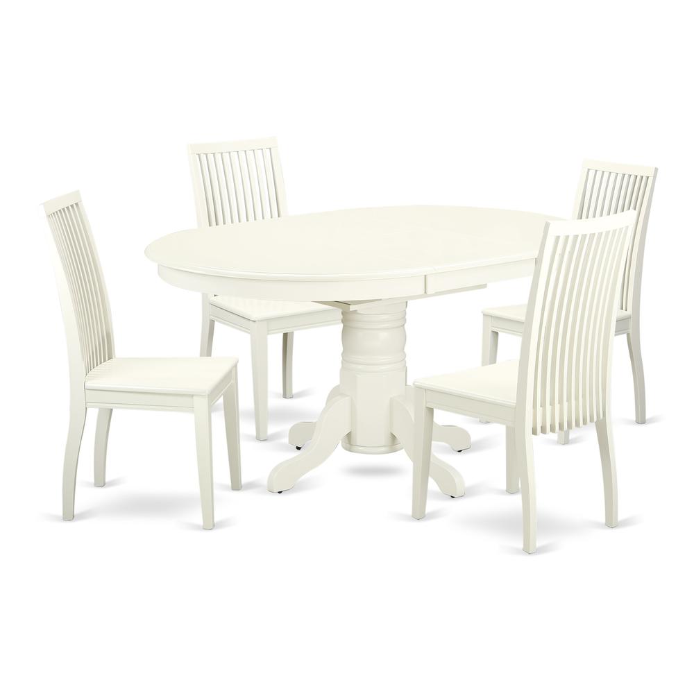 Dining Room Set Linen White, AVIP5-LWH-W. Picture 1