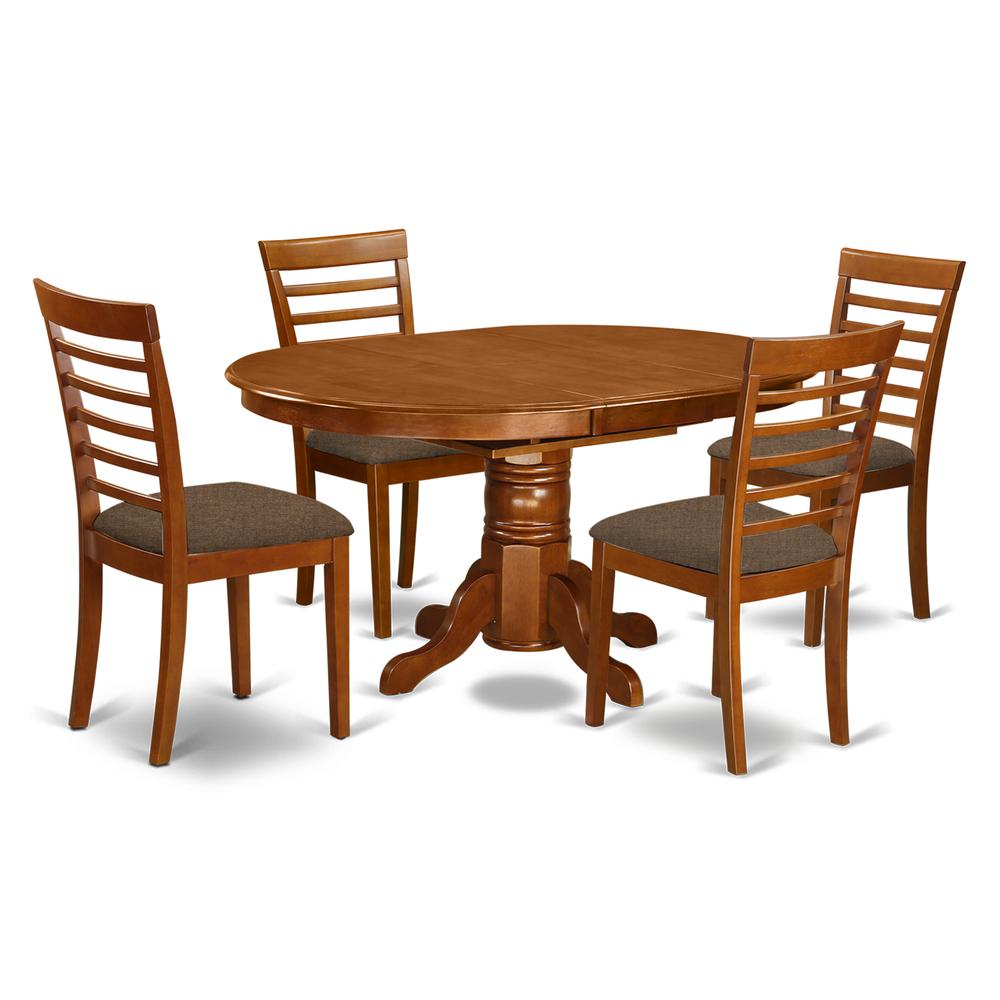 AVML5-SBR-C 5 Pc Dining room set-Oval Dining Table and 4 Dining Chairs. Picture 1