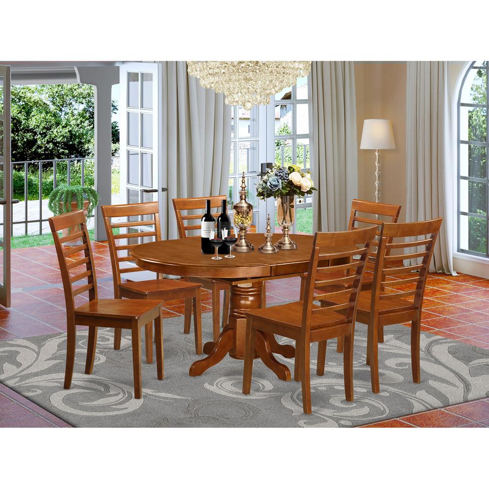 7  PC  Dining  set-Oval  Dining  Table  with  Leaf  and  6  Dining  Chairs. Picture 1