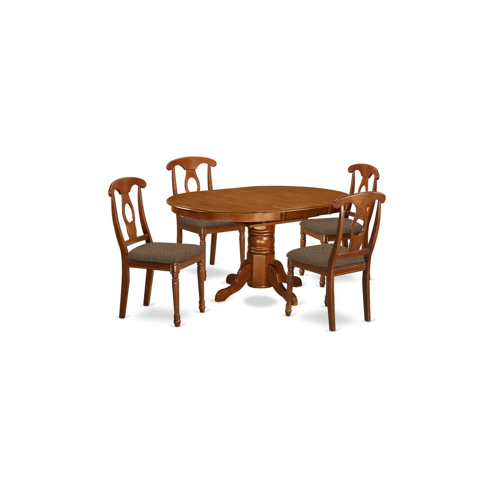 AVNA5-SBR-C 5 Pc Dining set-Dining Table with Leaf and 4 Kitchen Chairs.. Picture 1