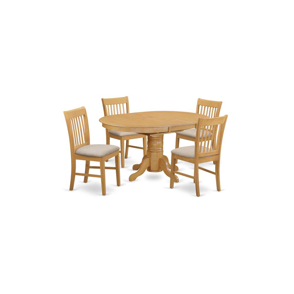 AVNO5-OAK-C 5 PcTable and chair set - Dining Table and 4 dinette Chairs. Picture 1