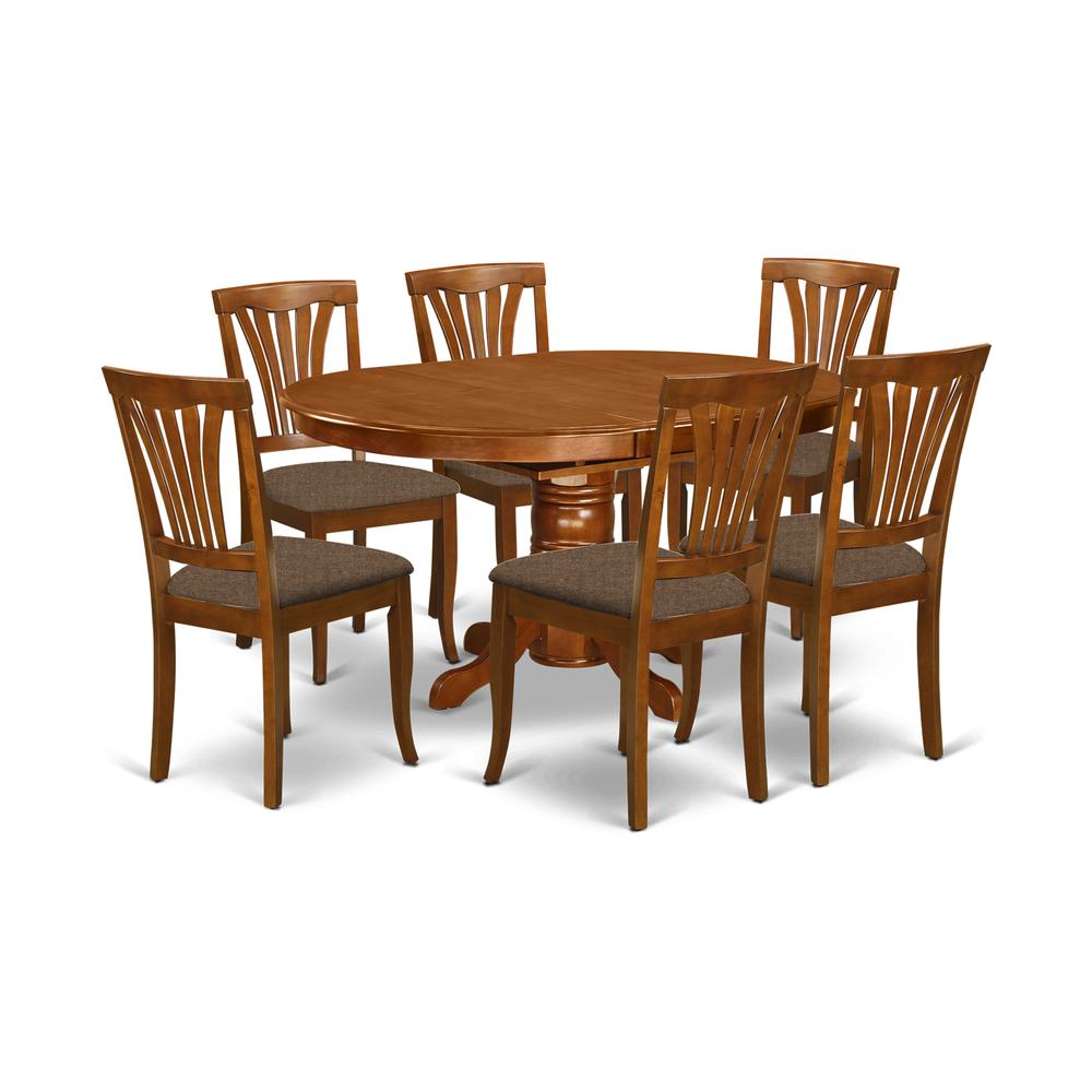 AVON7-SBR-C 7 Pc Avon Dinette Table featuring Leaf and 6 Cushion Kitchen Chairs.. The main picture.