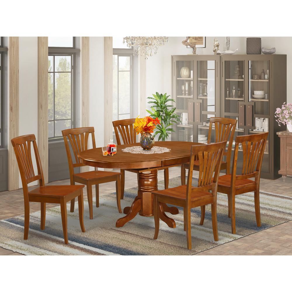 7  Pc  set  Avon  Kitchen  Table  with  Leaf  and  6  Wood  Dinette  Chairs.. Picture 1