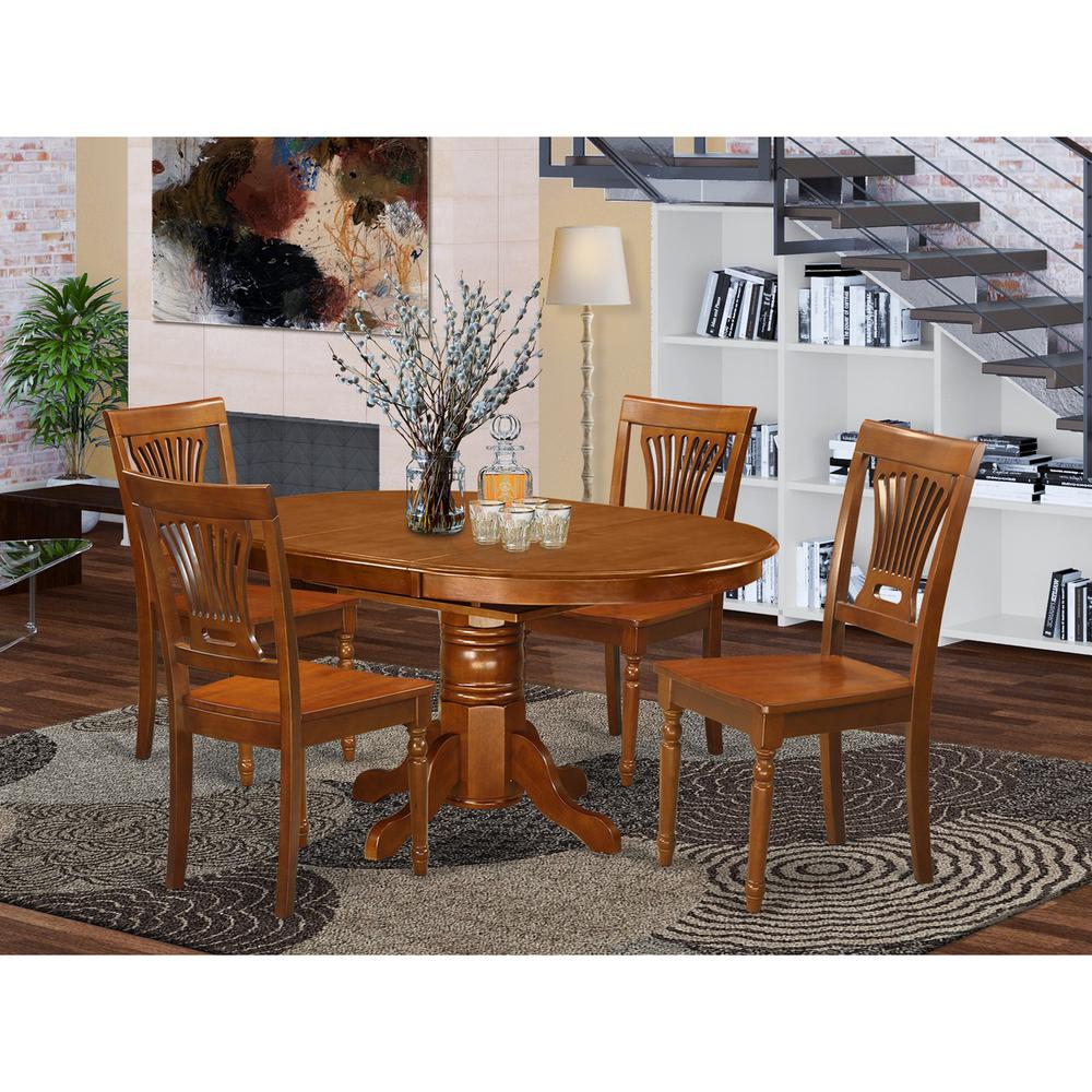 5  Pc  Avon  Dining  Table  featuring  Leaf  and  4  hard  wood  Chairs  in  Saddle  Brown  .. The main picture.