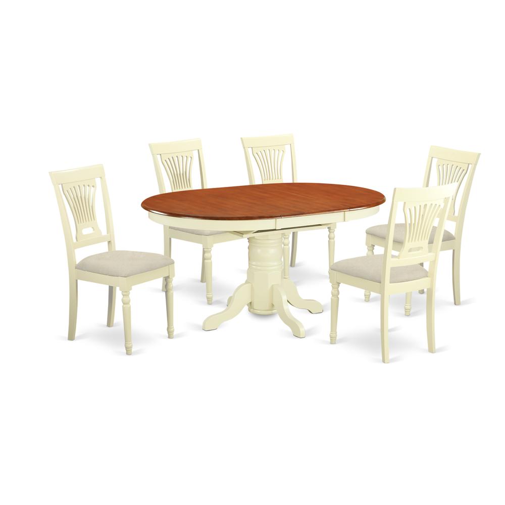 AVPL7-WHI-C 7 Pc dinette Table set for 6-Dinette Table and 6 dinette Chairs. Picture 1