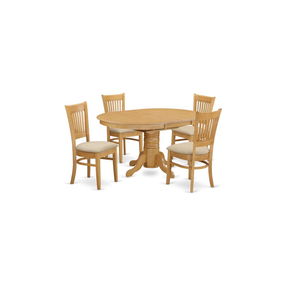 AVVA5-OAK-C 5 Pc Dining set-Table and 4 Dinette Chairs.. Picture 1