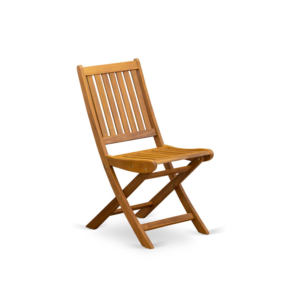 East West Furniture BDKCWNA  Outdoor Dining Chairs Slatted Back  - Natural Oil Finish - Set of 2. Picture 3