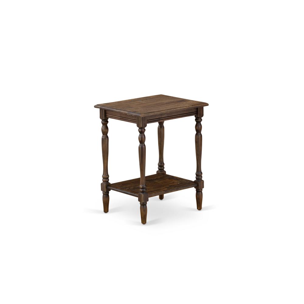 East West Furniture BF-07-ET Wood End Table with Open Storage Shelf - Modern Nightstand for Small Spaces, Stable and Sturdy Constructed - Distressed Jacobean Finish. Picture 3