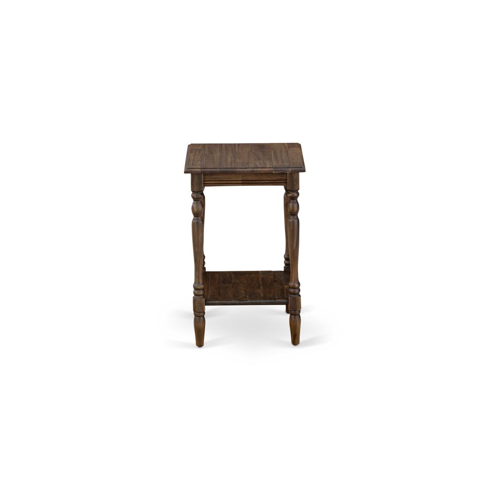 East West Furniture BF-07-ET Wood End Table with Open Storage Shelf - Modern Nightstand for Small Spaces, Stable and Sturdy Constructed - Distressed Jacobean Finish. Picture 4