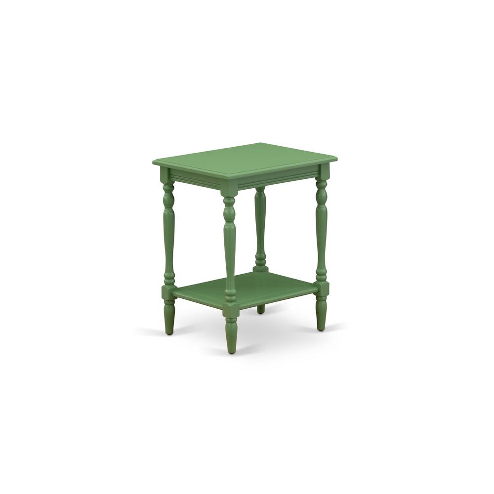East West Furniture BF-12-ET Night stand with Open Storage Shelf - Mid Century Side Table for Small Spaces, Stable and Sturdy Constructed - Clover Green Finish. Picture 3