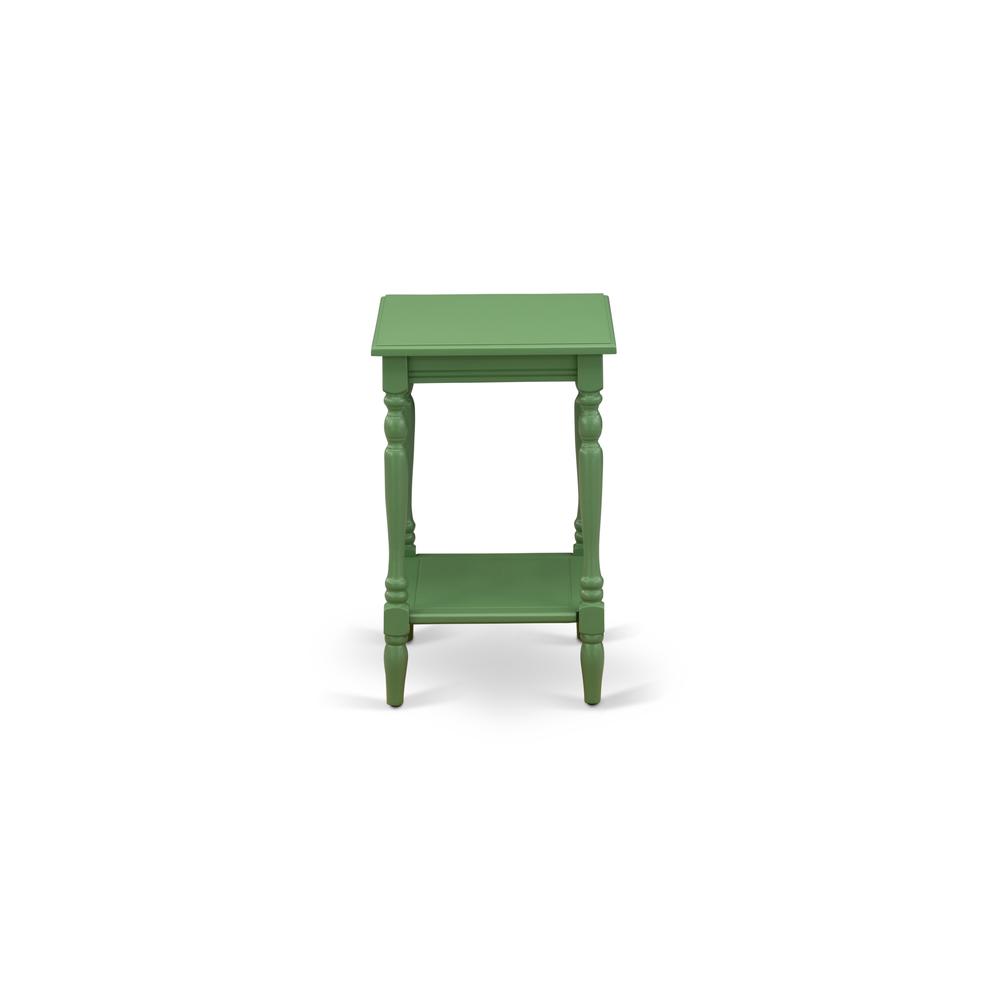 East West Furniture BF-12-ET Night stand with Open Storage Shelf - Mid Century Side Table for Small Spaces, Stable and Sturdy Constructed - Clover Green Finish. Picture 4